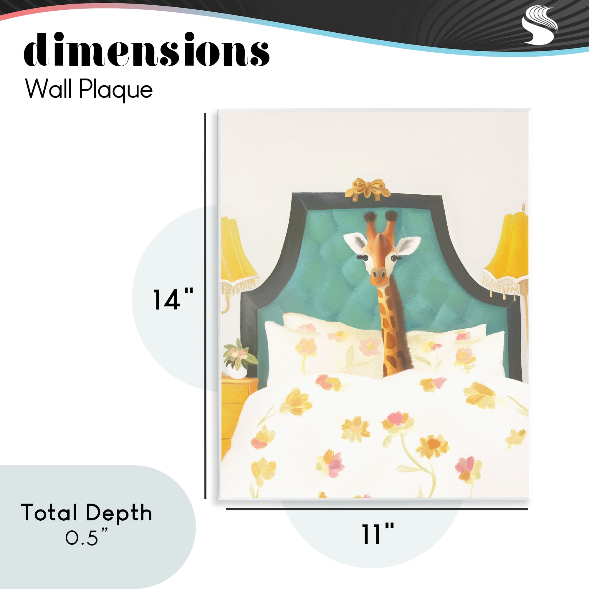 Good Morning Giraffe in Bed Wall Plaque Art, design by Leah Straatsma