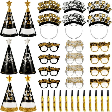 

Gadpiparty 2023 New Year Party Favors New Year Glasses Eyeglasses Hats Headbands Whistles Happy New Year Photo Booth Pr