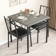 thumbnail image 2 of Jojoka 3 Piece Rustic MDF, PU Leather Dining Table Set, Gray, 2 of 11