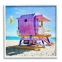 Stupell Industries Summer Lifeguard Hut Nature Painting White Framed Art Print Wall Art, 24 x 24