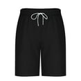 thumbnail image 5 of Men Shorts Plus Size Waffle Solid Color Casual Elastic Waist Summer Beach Shorts with Pocket Black XL, 5 of 6