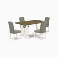 thumbnail image 2 of East West Furniture V076EN206-5 5-Piece Modern Kitchen Table Set an Outstanding Distressed Jacobean Wood Dining Table Top and 4 Attractive Linen Fabric Padded Parson Chairs with Nail Heads and..., 2 of 10