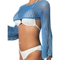 thumbnail image 4 of Coduop Womens Crochet Bikini Coverup Long Sleeve Hollow Out Sweater Crop Tops Swimsuit Cover Ups, 4 of 6