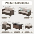 thumbnail image 3 of Sophia & William 7 Pieces Wicker Patio Furniture Set 9-Seat Outdoor Conversation Set with 56" Fire Pit Table, Beige, 3 of 10