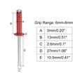 thumbnail image 2 of Unique Bargains 5mm x 13mm Aluminum Open End Flat Round Head Blind Rivets, Red 25 Pack, 2 of 5