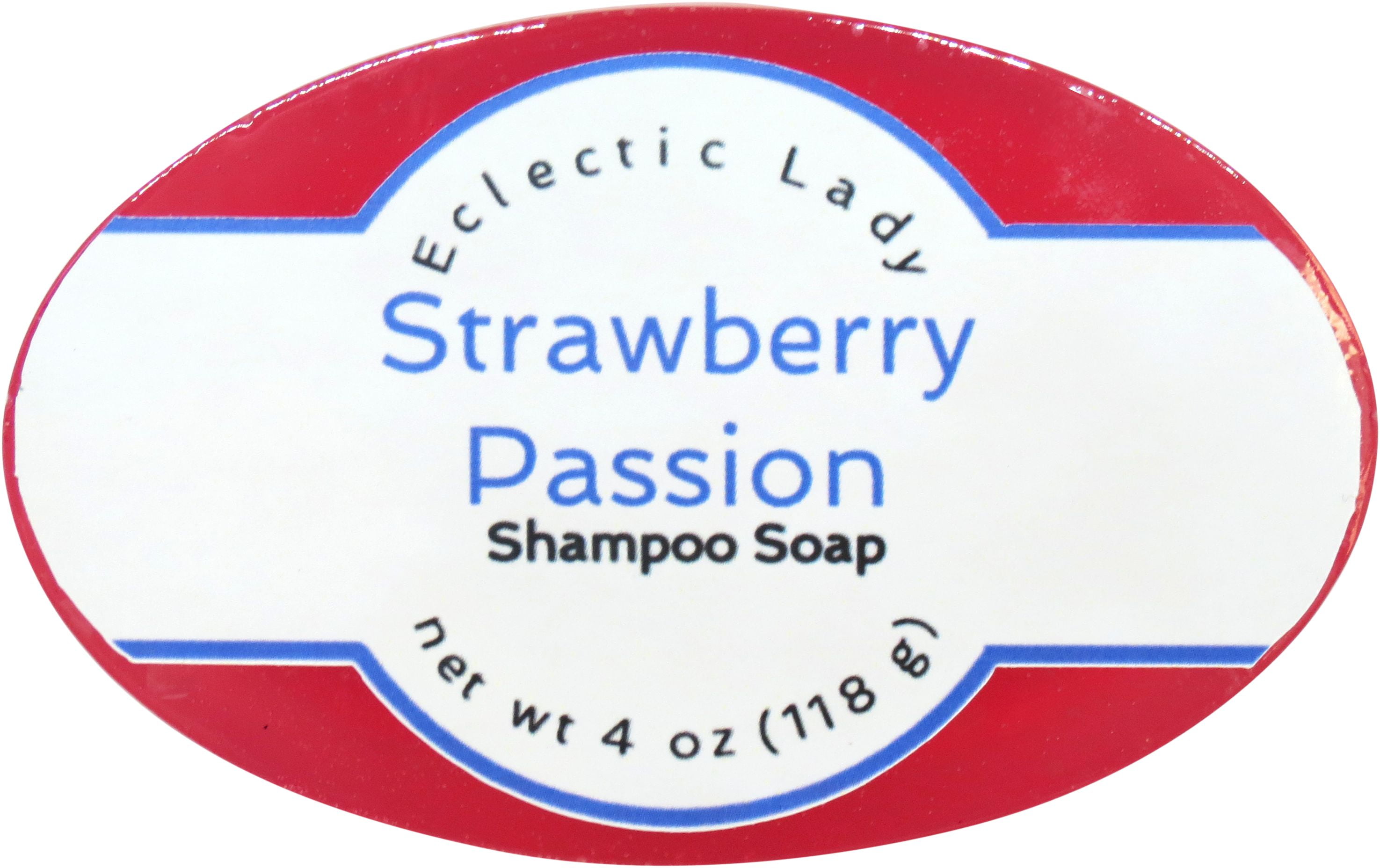 Strawberry Passion Shampoo Soap Bar By Eclectic Lady with Pure Argan Oil, Silk Protein, Honey Protein and Extracts of Calendula Flower, Aloe, Carrageenan, Sunflower - 4 oz Bar
