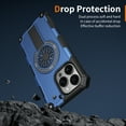 thumbnail image 6 of Strong Magnetic for iPhone 12 Pro Max Case with Hidden Stand, Compatible with Mag-Safe, Military Grade Drop Protection, Built-in Kickstand for iPhone 12 Pro Max Heavy Duty Shockproof Cover, Blue, 6 of 7
