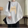 thumbnail image 2 of Sudadera con capucha y cuello redondo con gráfico blanco para hombre, sin capucha, cuello redondo, estilo hip hop, ropa para hombre, jersey sencillo, holgado, de lujo, para otoño, 2 of 5