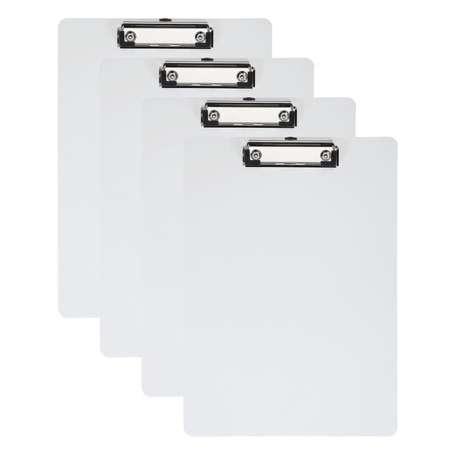 Uxcell 8.86 x 12.4 Inch Clipboard Vertical, 4 Pack A4 PP Plastic Office Clipboards Low Profile Clip, Blanco