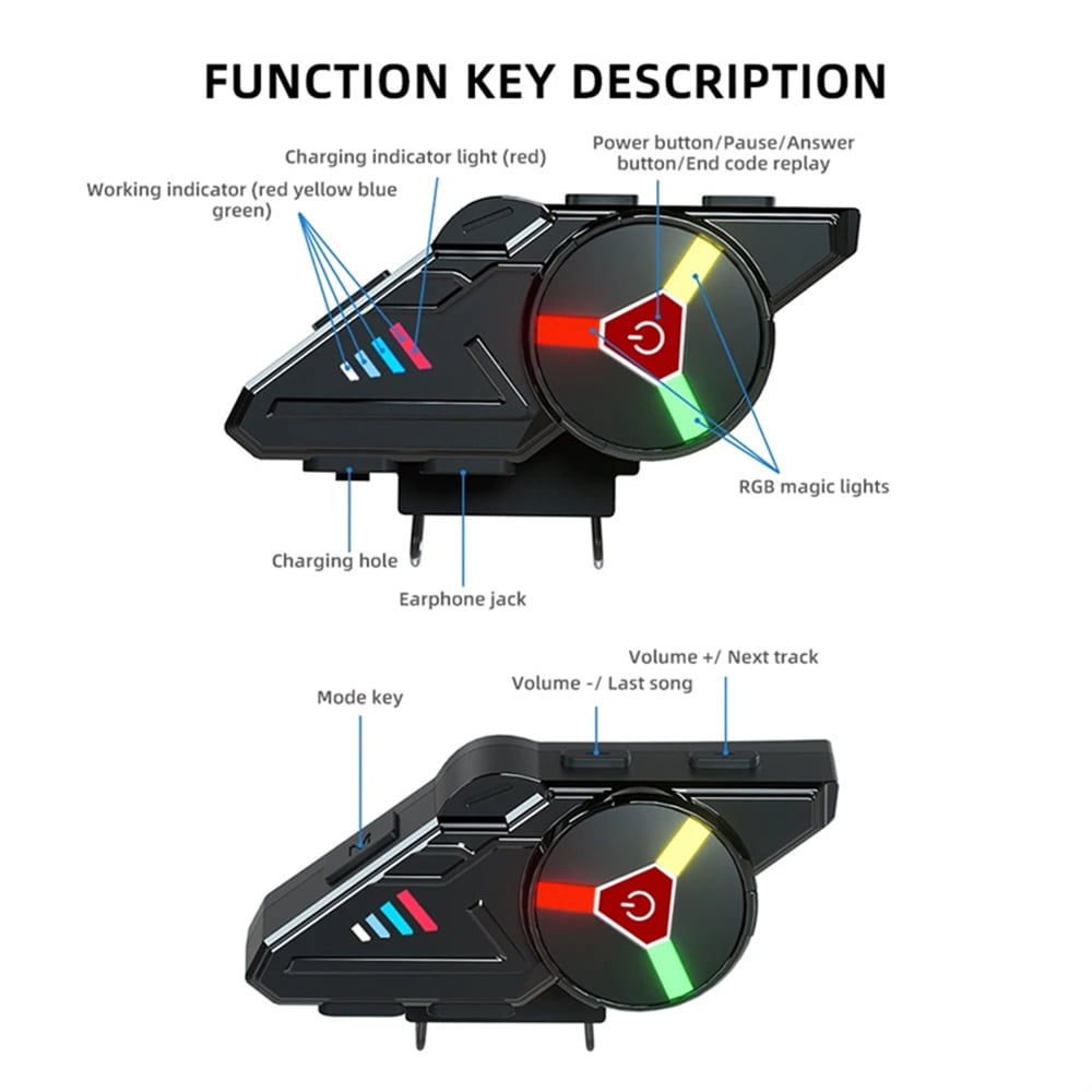 Y70 Motorcycle Intercom Headset Bluetooth with Music Sharing, Helmets Earphone Motos Riders Wireless Bluetooth Headset