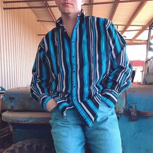 Camisa vaquera informal de estilo occidental para hombre, camisa vaquera de estilo occidental, informal, para exteriores, calle, uso diario, otoño e invierno, con puños y manga larga