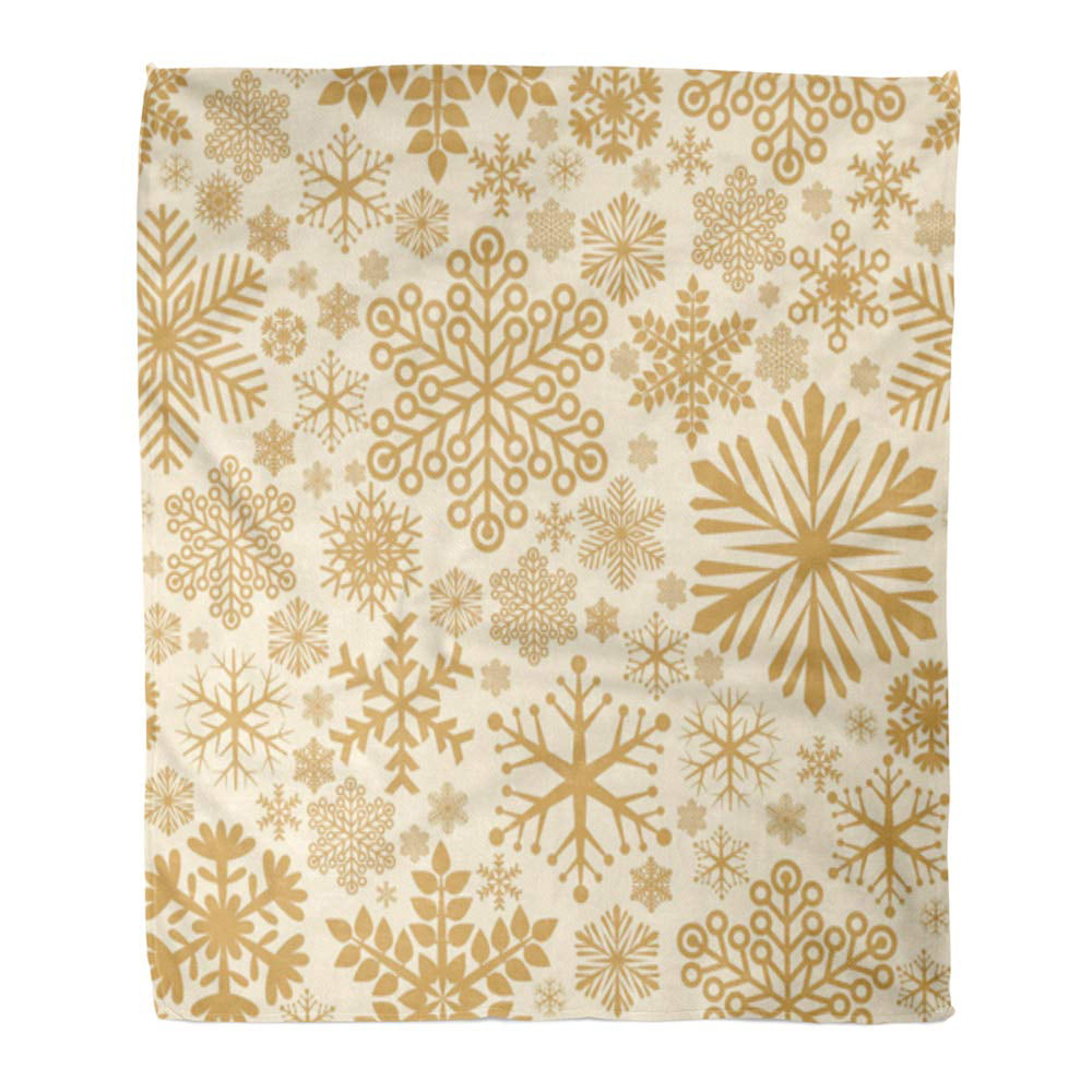SIDONKU Throw Blanket Warm Cozy Print Flannel Blue Christmas Golden ...