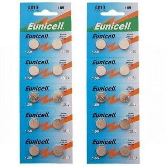 20 AG10 1.5V Alkaline Batteries - Replaces SR1130, SR54, SR1131, 389, 390 But... by Eunicell