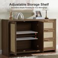 thumbnail image 4 of OAKHAM Rattan Sideboard Buffet, 3 Drawer Storage Cabinet for Living Room, Entryway, Special Walnut, 4 of 6