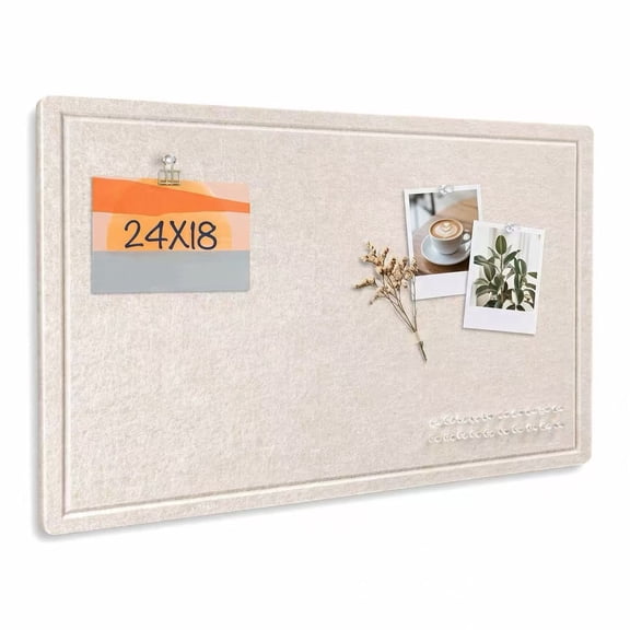 Bulletin Board - 24 x 18 Inch Felt Pin Board, Foldable Photo Display Board with 20 Pushpins, Oatmeal