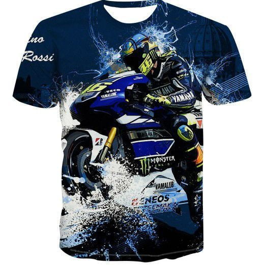 T-Shirt à Manches Courtes de Mode Tendance 3D de Course de Moto pour Hommes et Femmes--ZJKDGJKJ