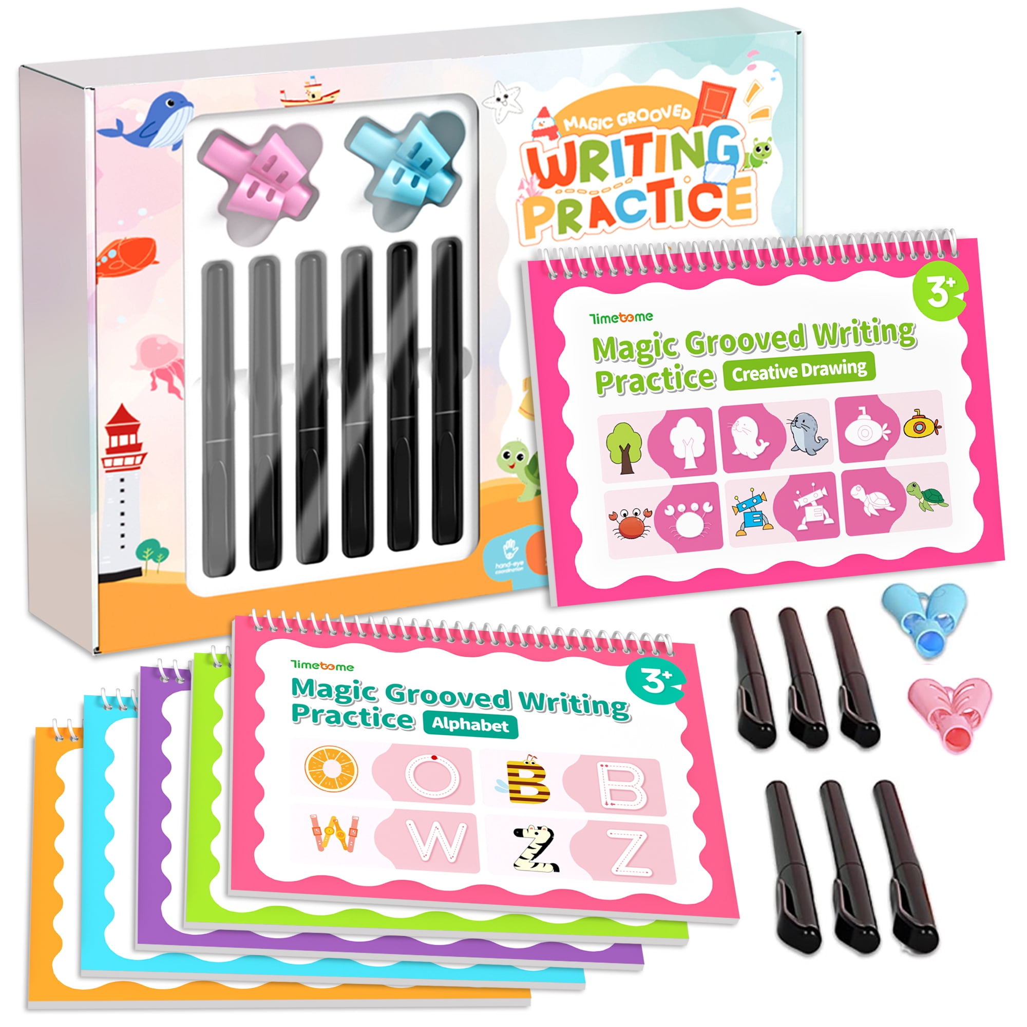 Magic Grooved Writing Practice, Large Grooved Handwriting Books Practice for Kids , Preschool Learning Activities, Tracing Books for Kids Ages 3-5, Preschool Workbook, Reusable Write Number Letter