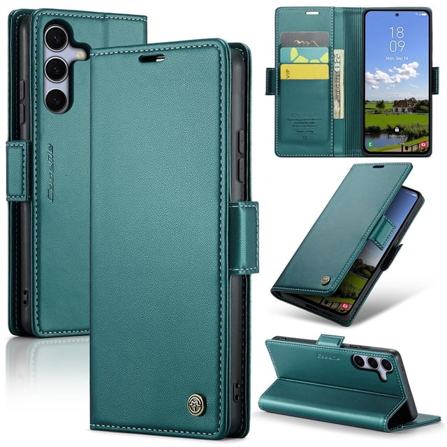 CaseMe Funda de Cuero para Samsung Galaxy S25 5G con Bloqueo RFID, para Samsung Galaxy S25 5G Funda para Mujer y Hombre, Tarjetero con Cierre Magnético, Funda Tipo Folio para Samsung Galaxy S25 5G