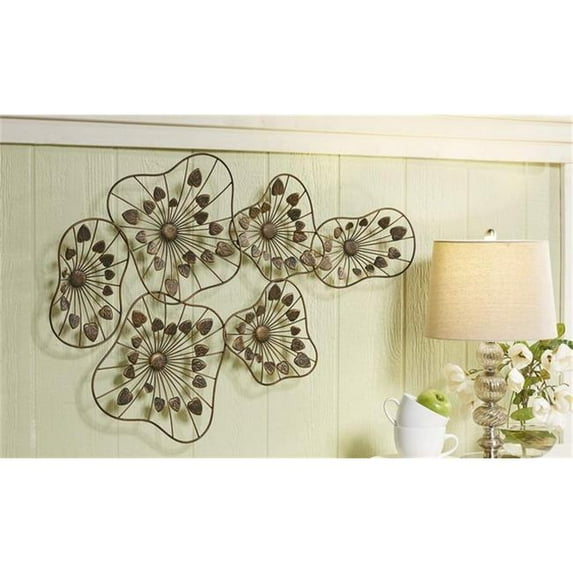 Giftcraft 85777 39 x 26 inch Sculpted Iron Flowers & Leaves Design Wall Decor, Brown