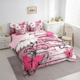 thumbnail image 3 of Castle Fairy Chic Floral Daisy Girl Twin Bedding Sets 7-Piece,Flying Pink Butterflies Bedding Comforter Set Microfiber,Vintage Lodge Cabin Breathable Sheet Sets,Lightweight Room Decor,Reversible, 3 of 8