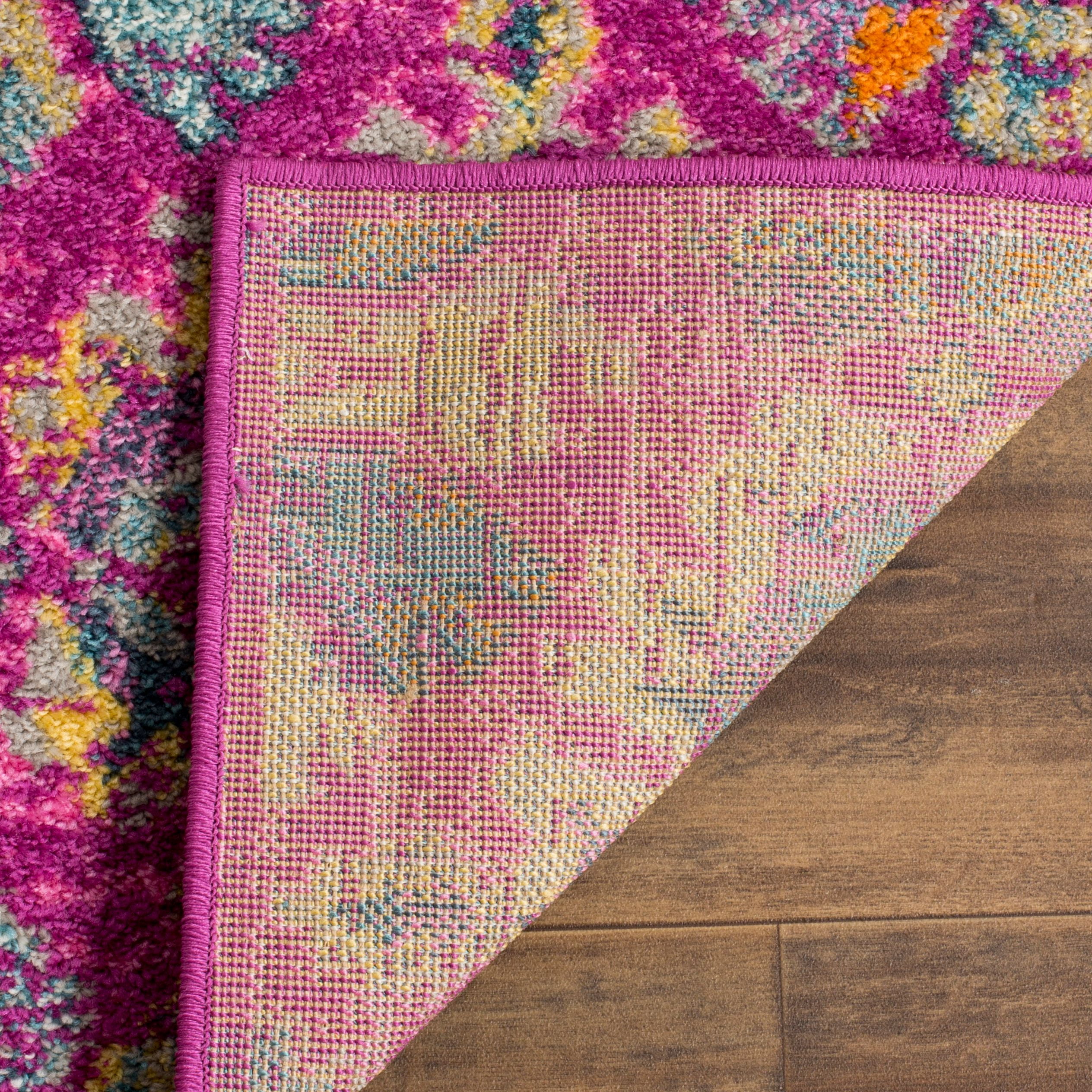 SAFAVIEH Madison Britton Geometric Floral Runner Rug, Fuchsia/Blue, 2'3" x 6'