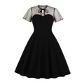 thumbnail image 1 of PVCS Robe de Fête Gothique pour Femmes d'Halloween à Manches Courtes, Couleur Unie, Punk Vintage, 1 of 9