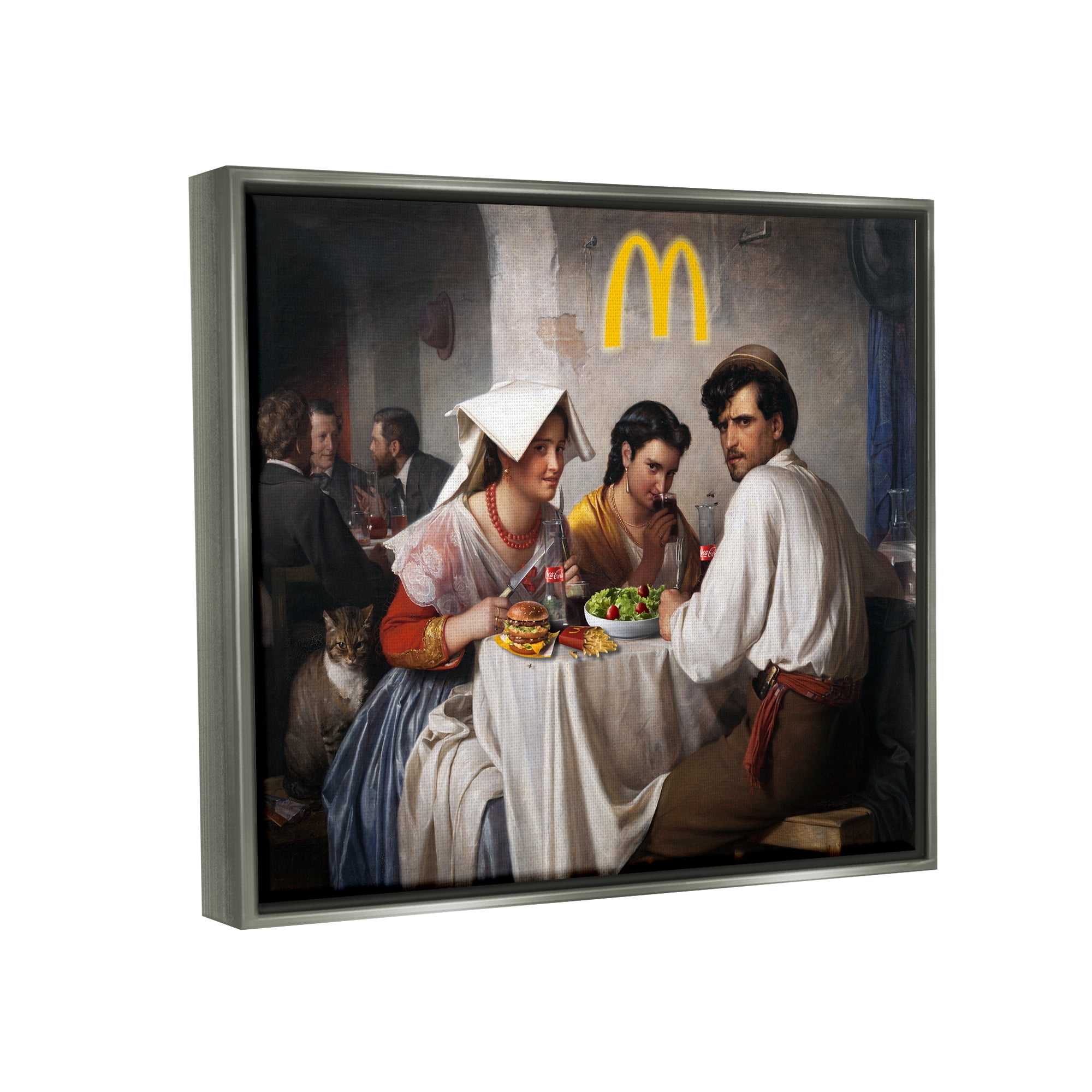 Stupell Industries Funny Classics Burger Joint Food & Beverage Painting Gray Floater Framed Art Print Wall Art, 21 x 17