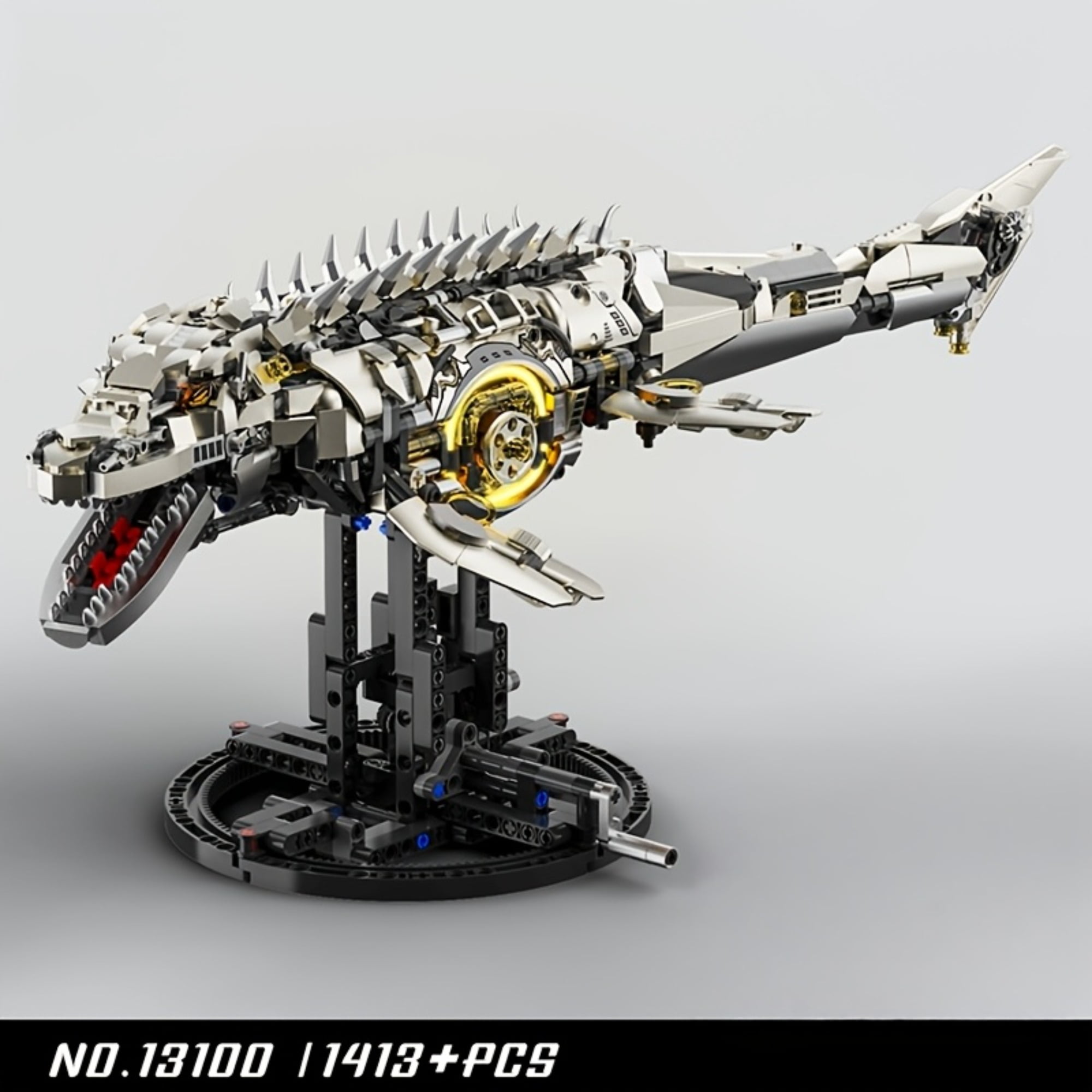 Remocguys Mosasaurus Mechanical Building Set Compatible with Lego&nbsp;Collectible Skeleton Model Kit with Led for Adults Boys 1413pcs