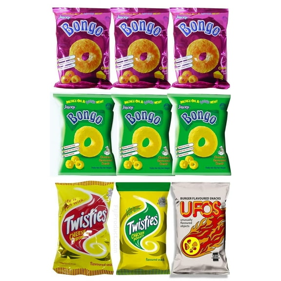 Variety Pack Snacks - Bongo, Twisties, Ufo's (Value Pack Of 9) Favorite Snack Of The Pacific Islanders Imported From FIJI
