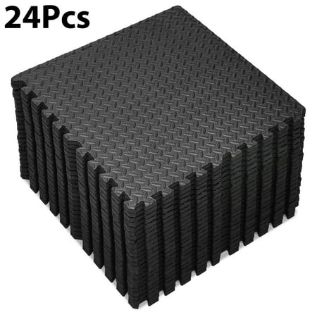 FIXTECH Puzzle Exercise Mat  EVA Interlocking Foam Floor Tiles For Home Gym  Mat For Home Workout Equipment  Floor Padding For Kids  Grey  24 In X 24 In X ½ In  96 Sq Ft - 24 Tiles