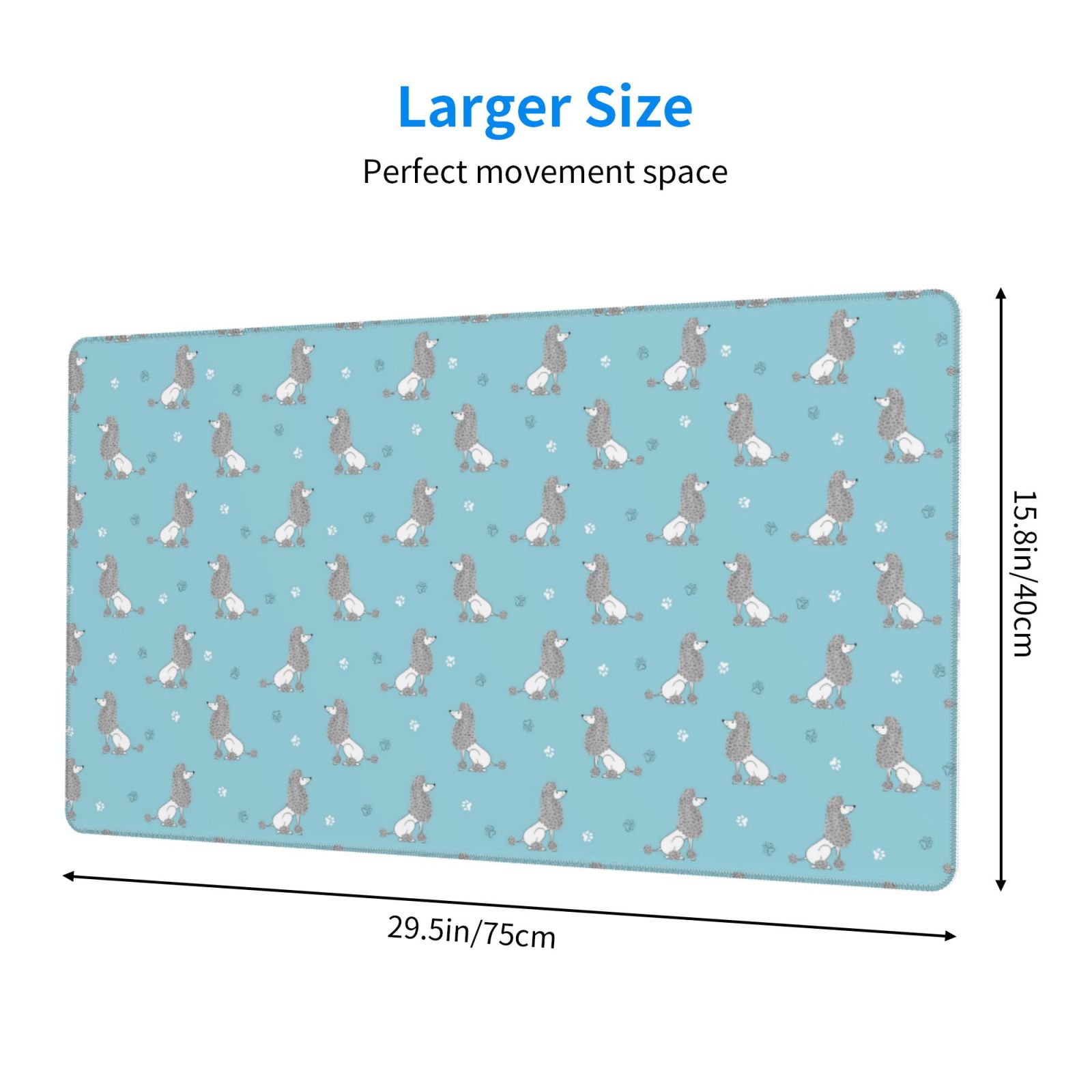 Kdxio Cute Poodle Dog Print Large Gaming Mouse Pad,Non-Slip Base,Water Resist Keyboard Pad for Gamer,Office & Home,29.5 x 15.8 in
