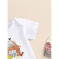 thumbnail image 4 of Newborn Baby Boy Girl Farm Outfit New to the Farm Romper Animal Chicken Cow Horse Print Long Pants with Hat 3Pcs Country Clothes Set, 4 of 7