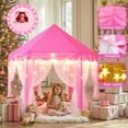 thumbnail image 3 of PigPigPen Princess Castle Play Tent for Girls Large Hexagon Playhouse with Star Lights Kids Play Tents for Children Indoor Games (Pink), 3 of 8