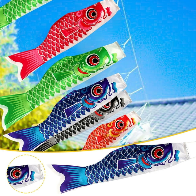 Xihbxyly Bandera Japonesa de Peces, Serpentina Colorida con Manga de Viento, Diseño Fácil de Colgar, Decoración Vibrante para Exteriores, Bandera de Estilo Marinero, Perfecta para Patio o Fiesta, Jue