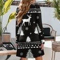 thumbnail image 4 of Women's Christmas Printed Dress Loose Fit V-Neck Casual Long Sleeze Holiday Party Dress, Flowy A-Line Vintage Style with Festive Pattern,Dark Gray,Size XL, 4 of 5