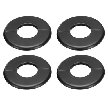 Uxcell 4pcs Wall Split Flange 44mm/1.7" Dia ABS Round Self-Adhesive Plates, Black