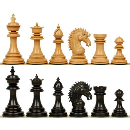 Cyrus Staunton Chess Set with Ebony & Boxwood Pieces - 4.4" King