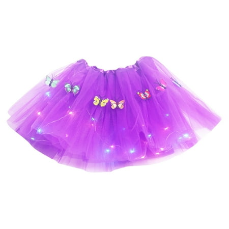 

Kids Girls Skirt Mesh Soft Fluffy Shining Carnival Butterflys Light Dance Princess Newborn Child Infant All Season Soft Trendy Leisure Outwear Children s Day Gift