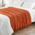 thumbnail image 4 of Home Soft Things Chain Tweed Throw Blanket, Reversible Lightweight Super Soft Cozy Throw Blanket, 50x60 inches, Burnt Orange, 4 of 10