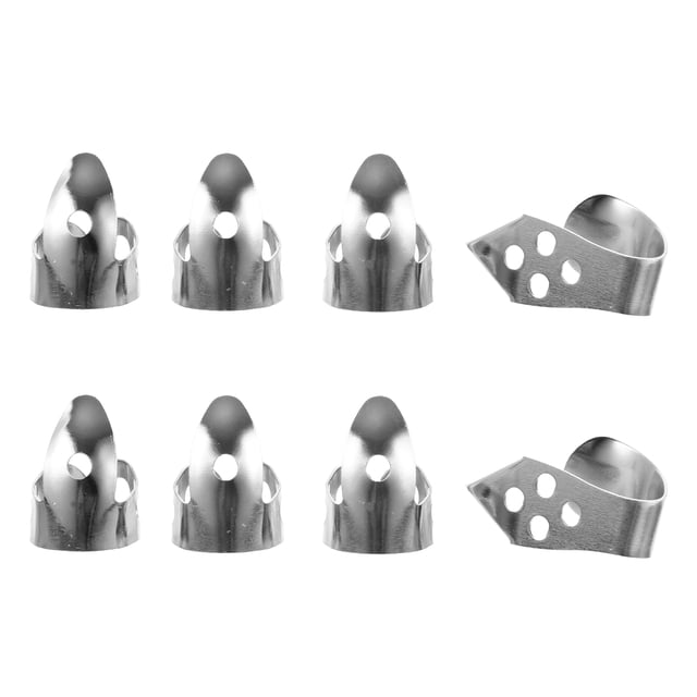 MasteelfCA 2 Sets Metal Guitar Finger Picks Thumb Picks Bass Ukulele Finger Picks Set Silver