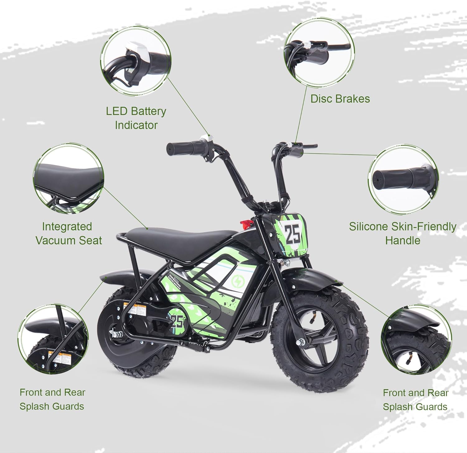Electric Dirt Bike for Kids, 24V 250W Powerful Electric Motorcycle, 10mph Max Speed & 12 Miles Long-Range, 2-Speed Gear, Twist Grip Throttle, 12'' Fat Tire Bike for Ages 3-10