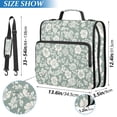 thumbnail image 3 of Haosy 3 Ring Zipper Binder with Shoulder Strap Waterproof Trapper Keeper 2 Inch D-Ring 500 Sheets Capacity, Sage Green White Flower, 3 of 8