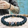 thumbnail image 4 of Personality Men's Black Volcanic Stone Bracelet, 4 of 5