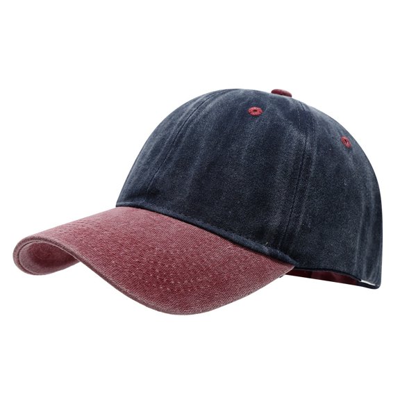 Washed Two Tone Baseball Cap for Men Women, Vintage Distressed Cotton Dad Hat Adjustable Low Profile Plain Trucker Hat