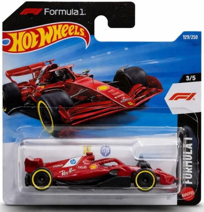 Hot Wheels Formula 1 Die-Cast Cars, Bundle of F1 2024 & 2025 Teams 5 Packs and Scuderia Ferrari HP Short Card, Ages 3+
