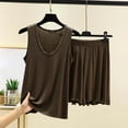 thumbnail image 3 of Ohufall Summer Pajama Sets For Women Sleeveless Modal Top With Short Pants Two Piece Lounge Outfit Cozy Soft Sleepwear Pajamas, 3 of 3
