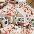 thumbnail image 6 of Area Rug 48×72in, Red Poppy Abstract Floral Floor Carpet Living Room Rug, Farm Flower on Vintage Linen Non-Slip Welcome Mat Indoor Rugs for Bedroom Dining Room, 6 of 9