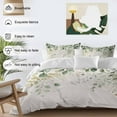 thumbnail image 3 of Eucalyptus Leaf Bedding Duvet Cover Set King Size 4 Pieces Country Plant Linen Texture Bedding Set with Zipper Closure, 1 Comforter Cover 92x106 Inches 1 Flat Sheet & 2 Pillow Cases, 3 of 7