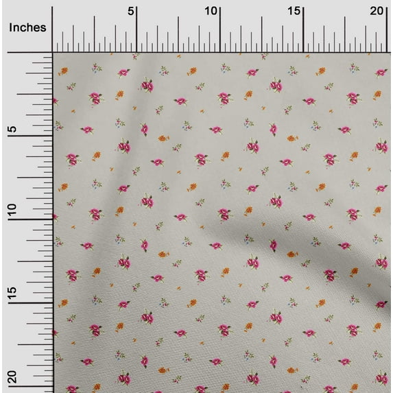 oneOone Cotton Flex Fabric Leaves & Flower Floral Printed Craft Fabric BTY 40 Inch Wide