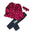 thumbnail image 1 of Ropa Para Niñas Pequeñas, Traje Para Niñas, Traje Para Recién Nacidos, Jersey, Traje Estampado Con Lazo De Lunares, Blusa De Manga Larga, Pantalones Vaqueros Odeerbi  LM103-4899, 1 of 9
